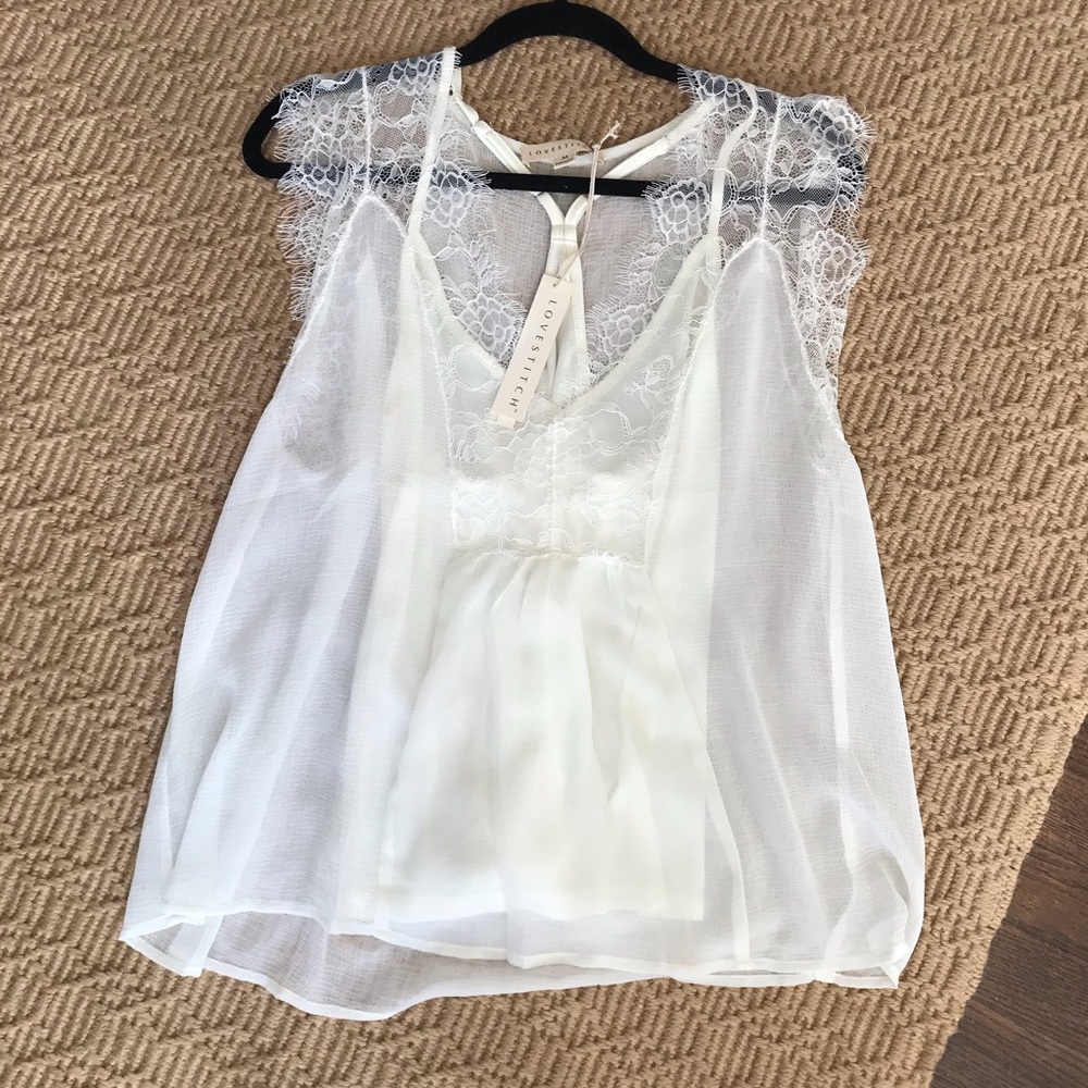 Love stick lace tank top